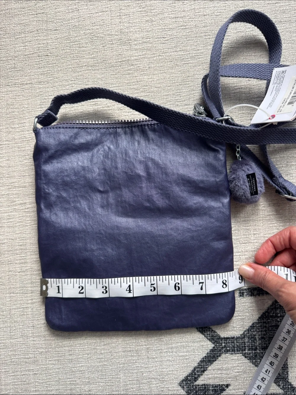 Kipling Rachael Crossbody Bag NWT Enchanted Purple Metallic Nylon Monkey Charm